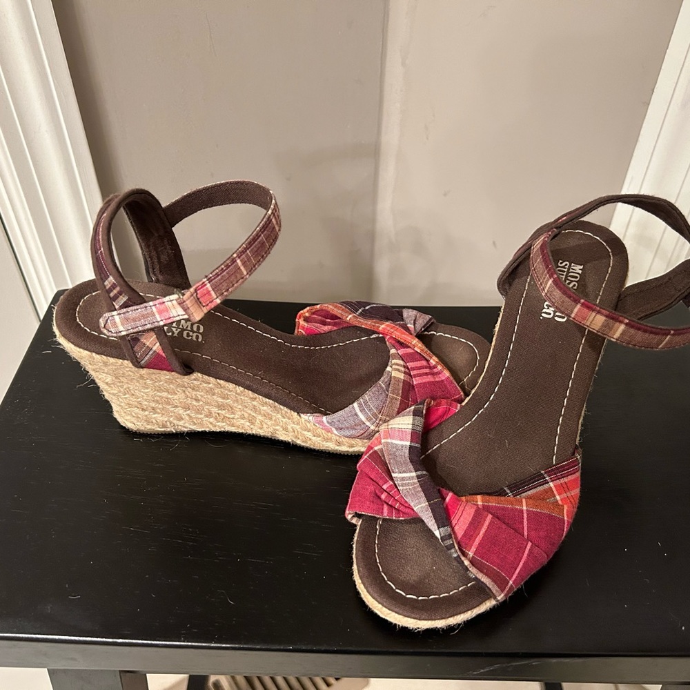 Mission supply co multi coloured sandal wedge heel sz 6.5